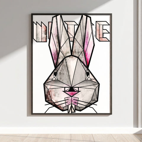 Geometric Bunny Artwork with Unique Design Poster