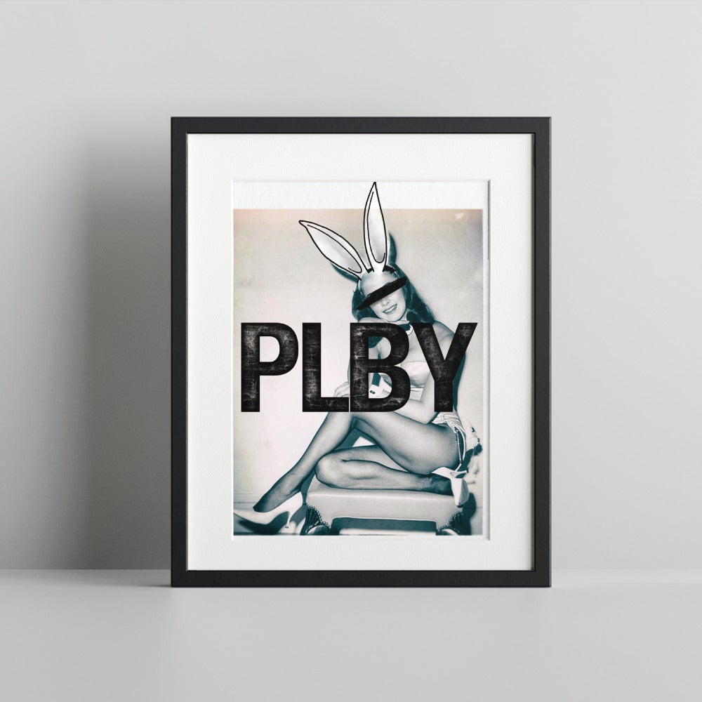 Vintage PLBY Bunny Artwork Print in Black Frame