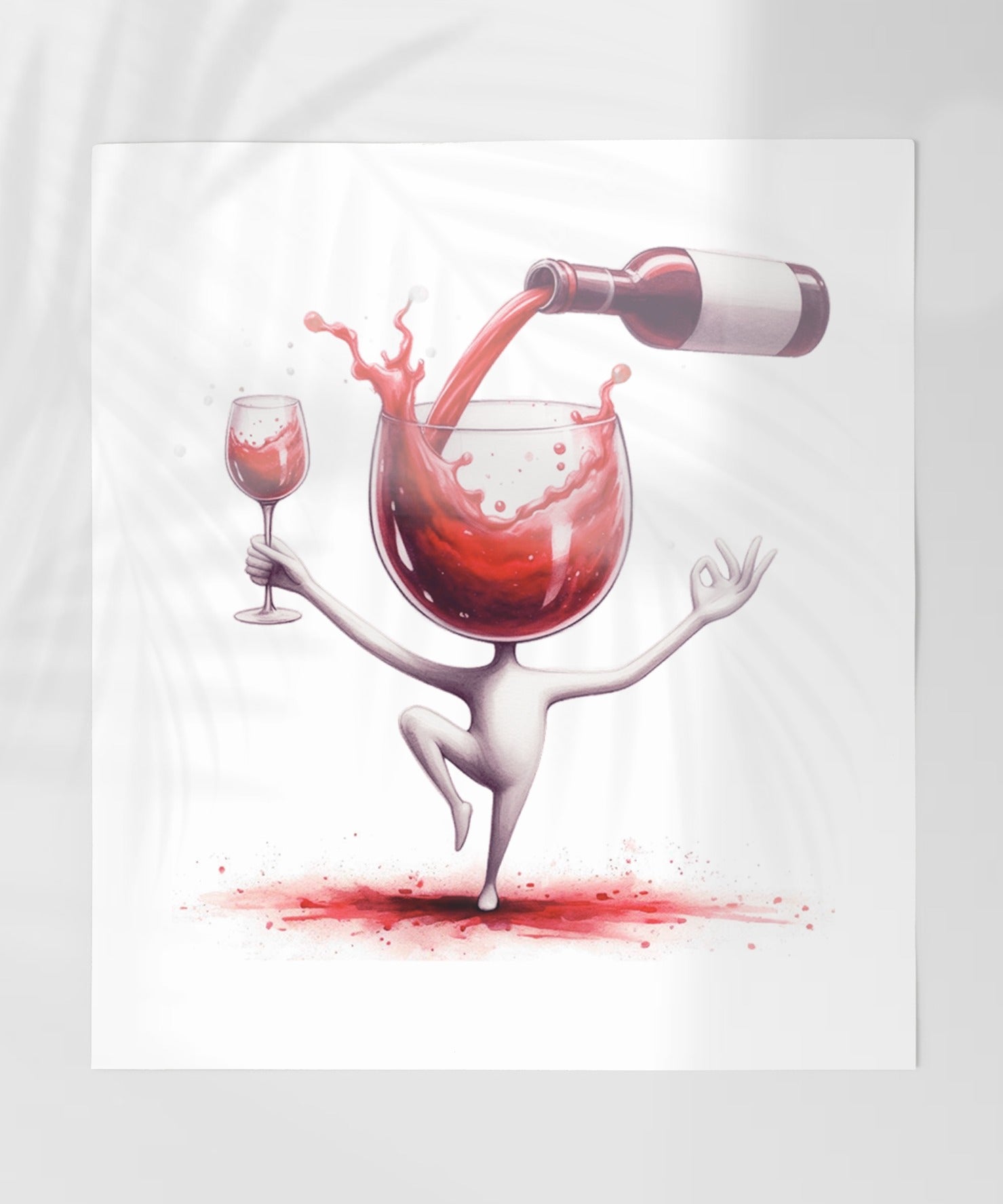 Quirky Yoga Wine Glass Design Fun Home Decor Print