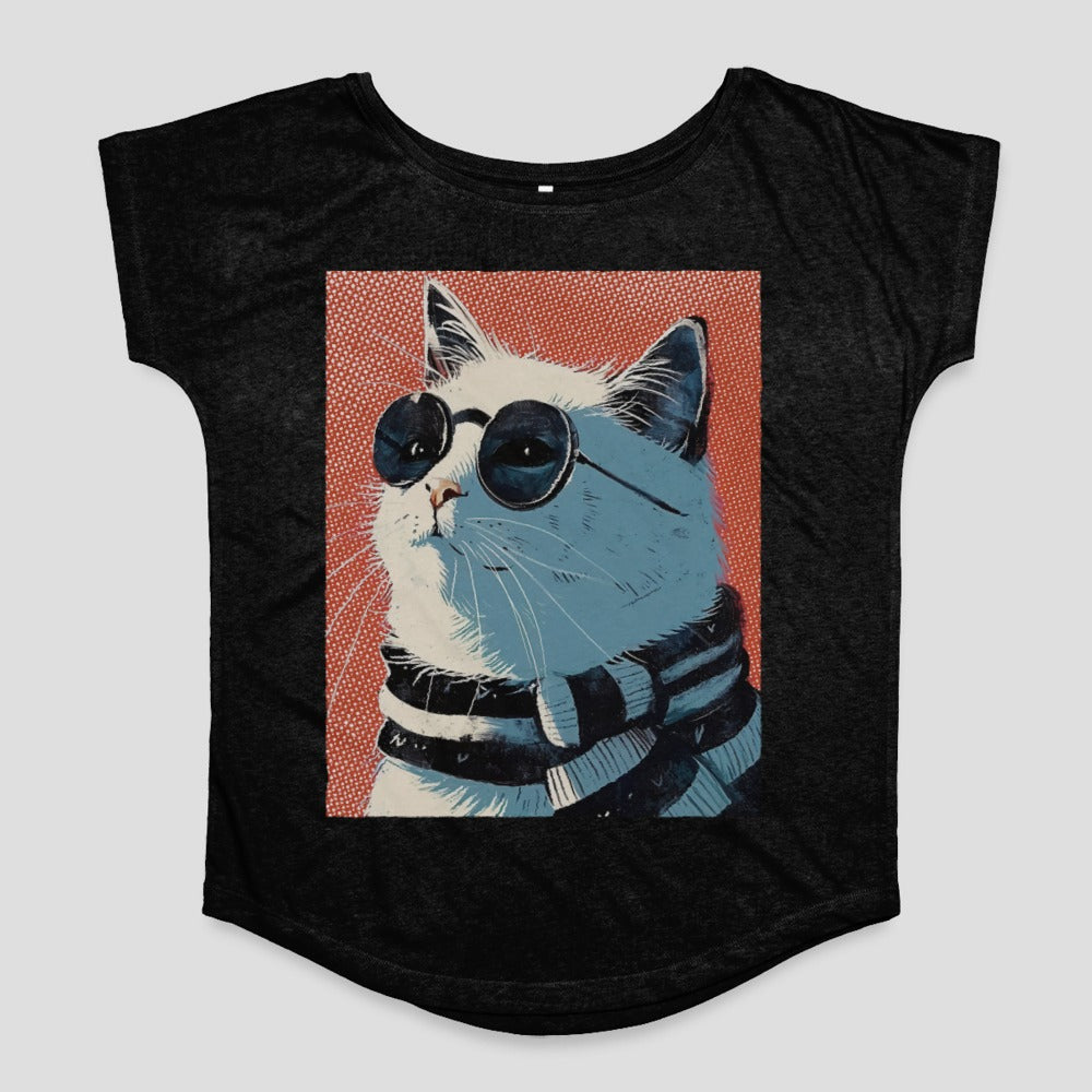 Cool Cat in Sunglasses Graphic Print T-shirt