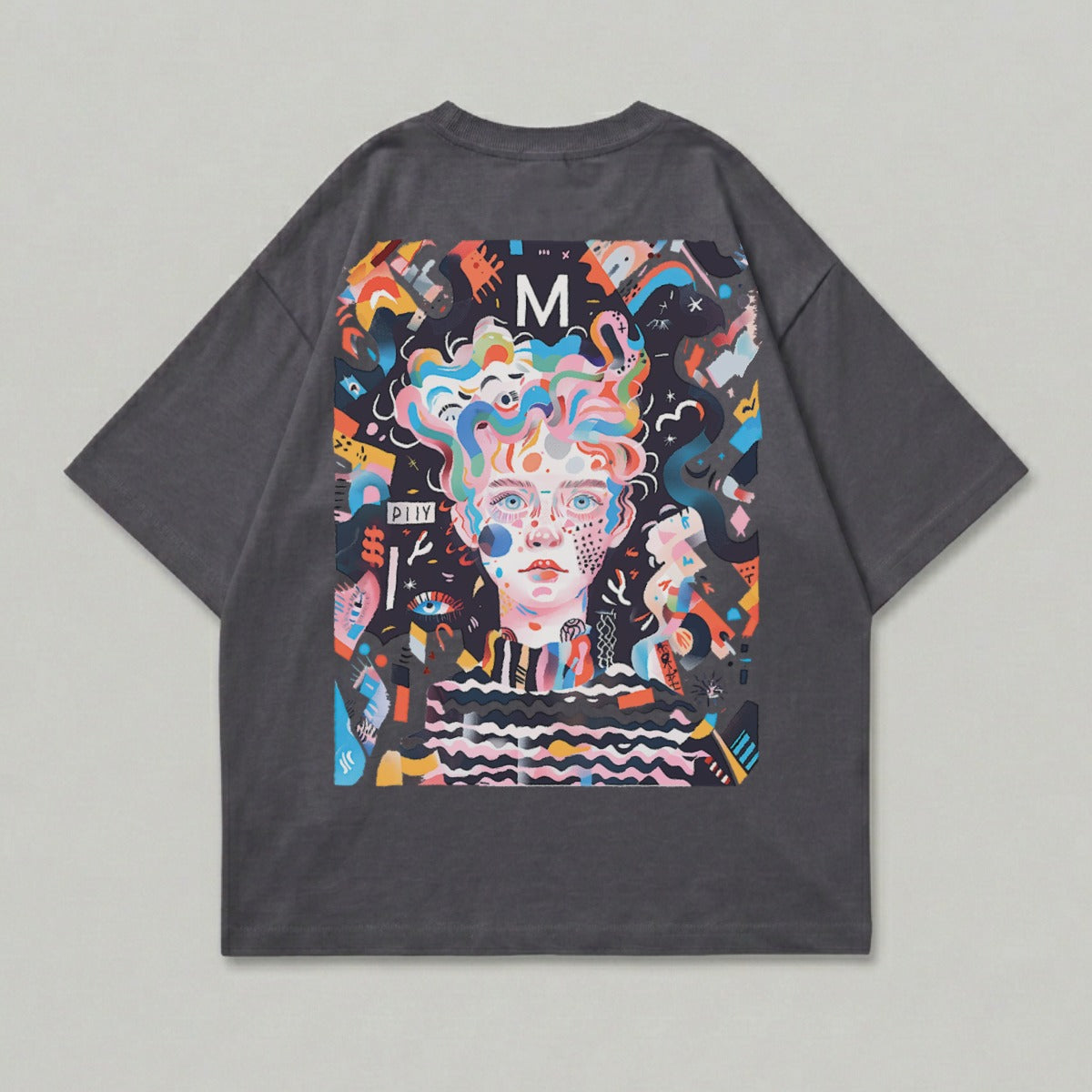 Abstract Colorful Face Graphic Back Print M PIIY product type
T-Shirt, Graphic Tee, Back Print Shirt, Abstract Design, Colorful Art, Face Graphic, Modern Style, Unique Apparel, Streetwear Fashion, Oversized Tee, Dark Gray Top, Vibrant Print, Artistic Clothing, Statement Shirt, Unisex T-Shirt, Casual Wear, Eye-Catching, Creative Art, M Logo, PIIY Graphic