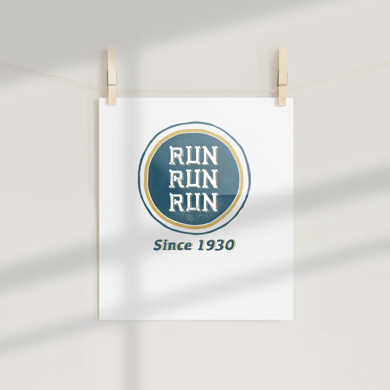 Run Run Run Retro Style Poster Since 1930 Design