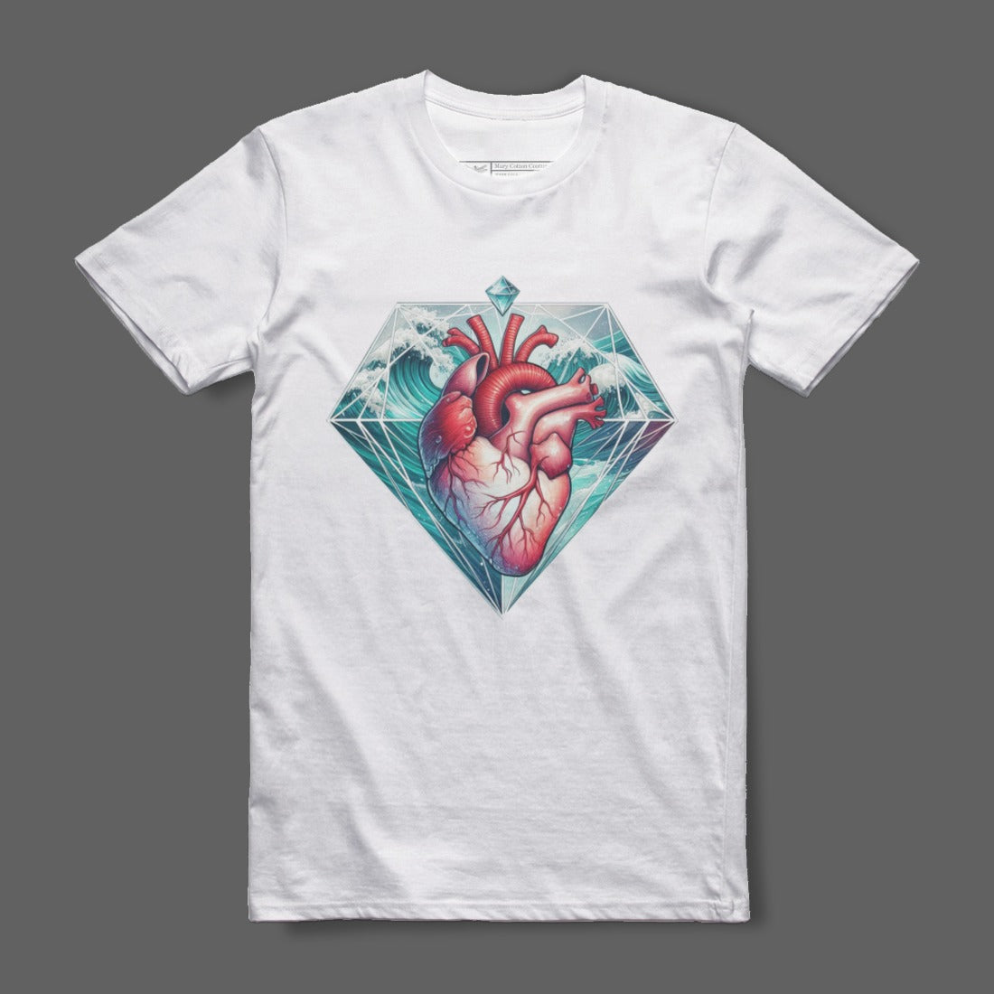 Artistic Heart and Diamond Graphic T-Shirt Product