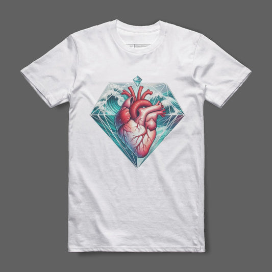Artistic Heart and Diamond Graphic T-Shirt Product