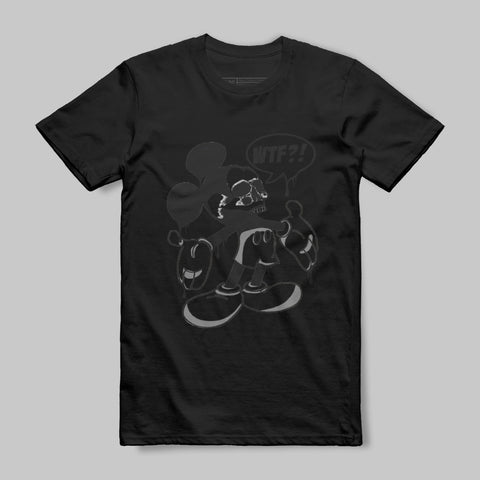 Bold Graphic Mickey Design WTF Black T-Shirt