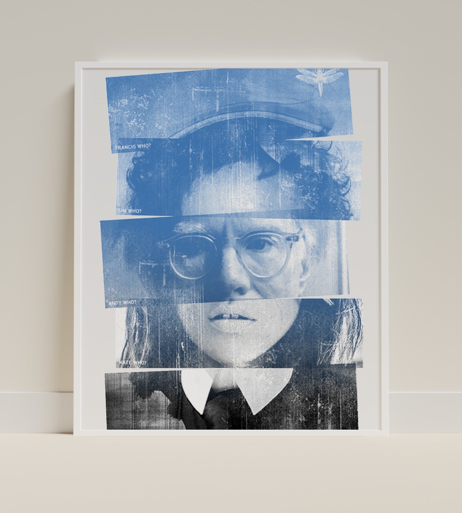 Abstract Blue Faces Layered Modern Art Product