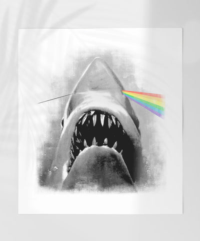 Shark with Rainbow Laser Beam from Eyes Artistic Poster