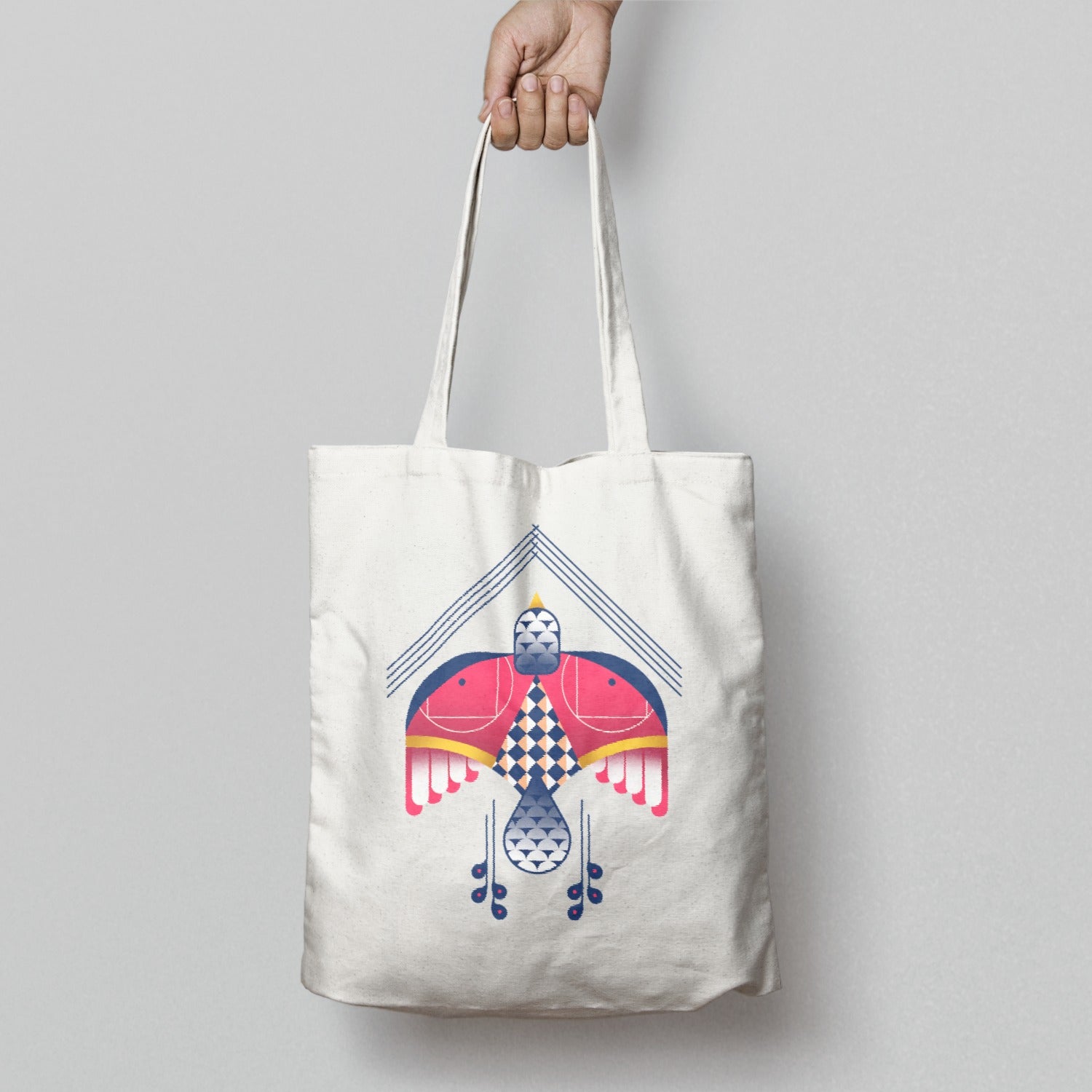Colorful Geometric Bird Design Tote Bag Product