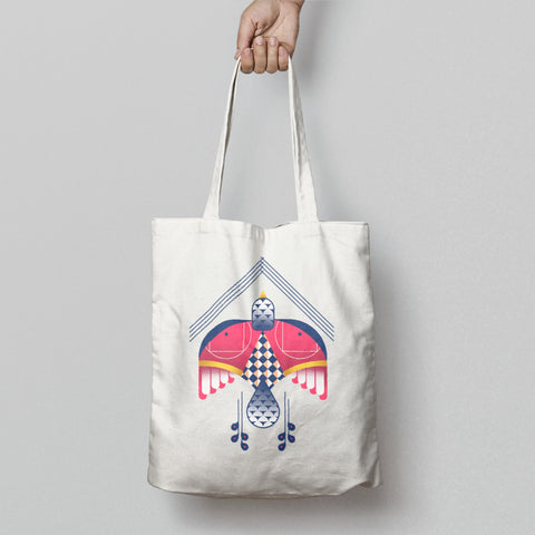 Colorful Geometric Bird Design Tote Bag Product