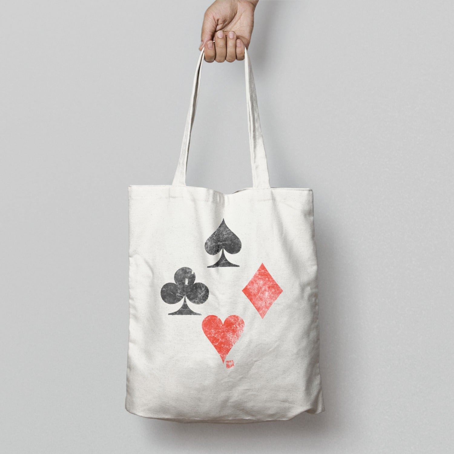 Stylish Tote Bag with Playing Card Suits Design