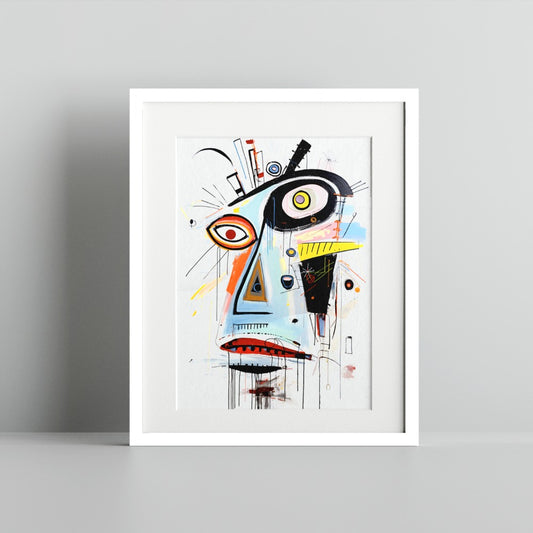 Abstract Modern Art Framed Face Colorful Wall Decor