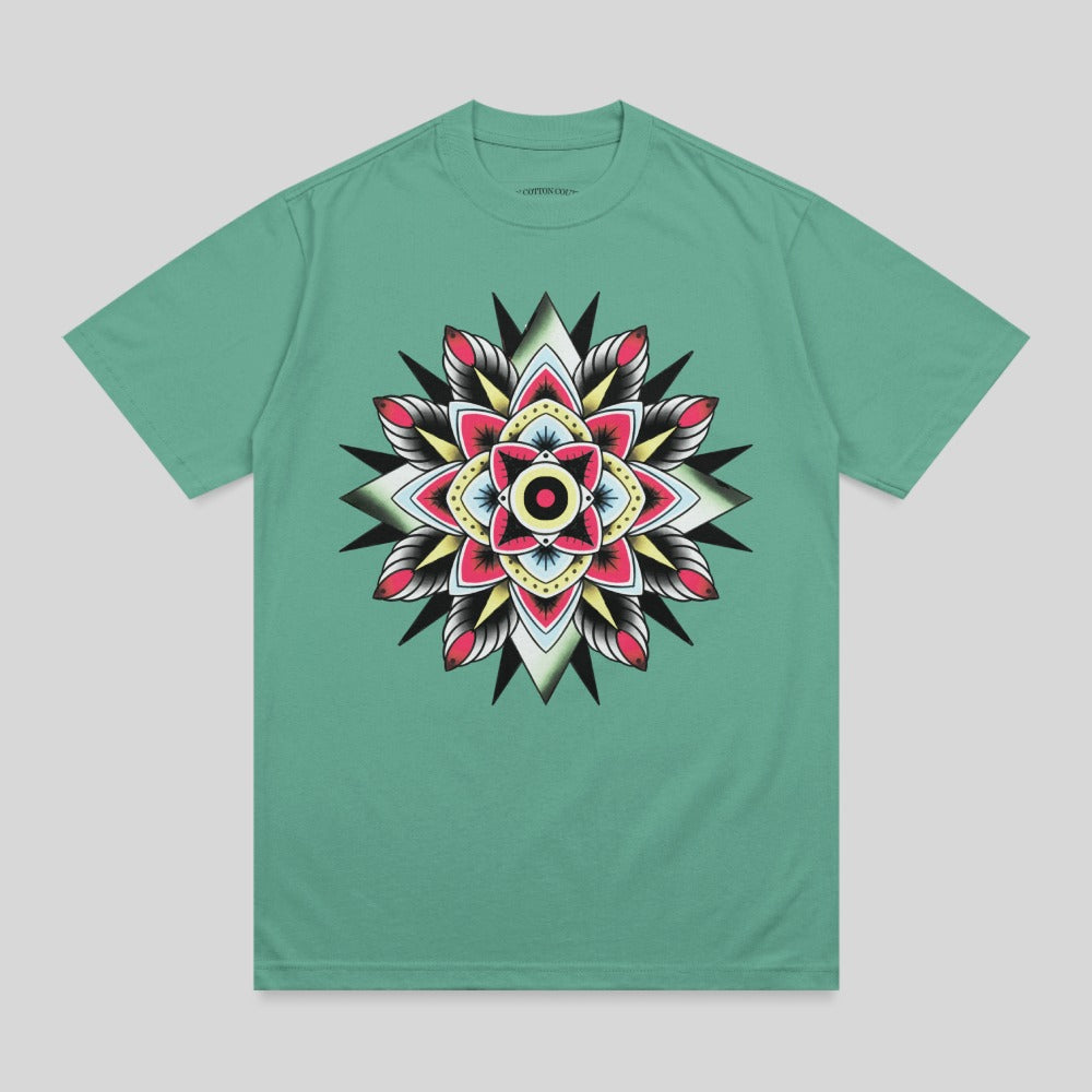 Traditional Tattoo Style Floral Mandala Art t-shirt