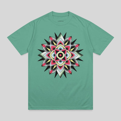 Traditional Tattoo Style Floral Mandala Art t-shirt