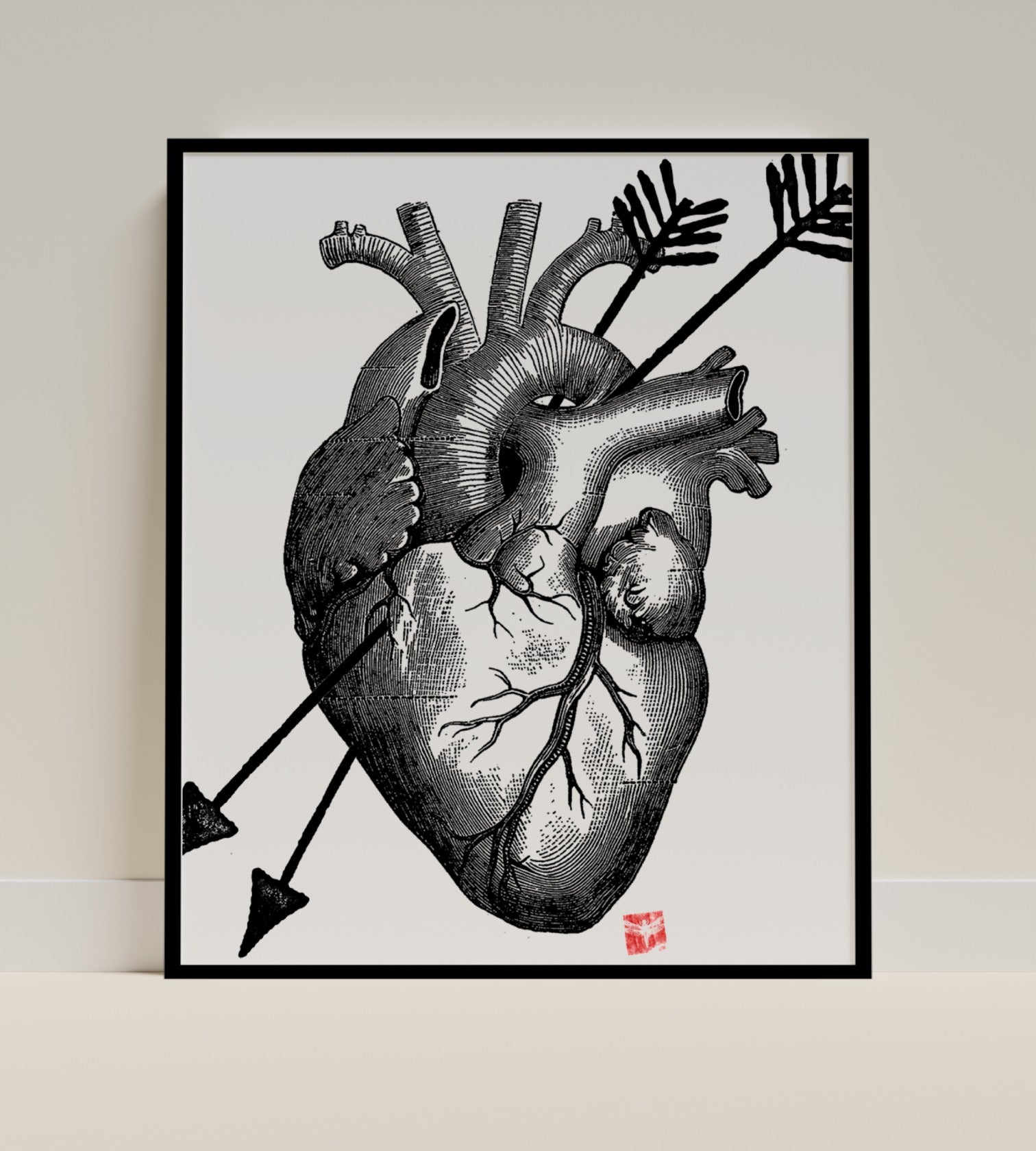 Heart with Arrows Graphic Framed Art Print Decor