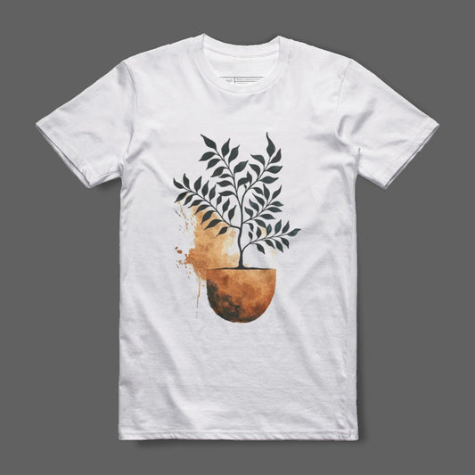 Abstract Leaves With Earthy Colors Design T-shirt