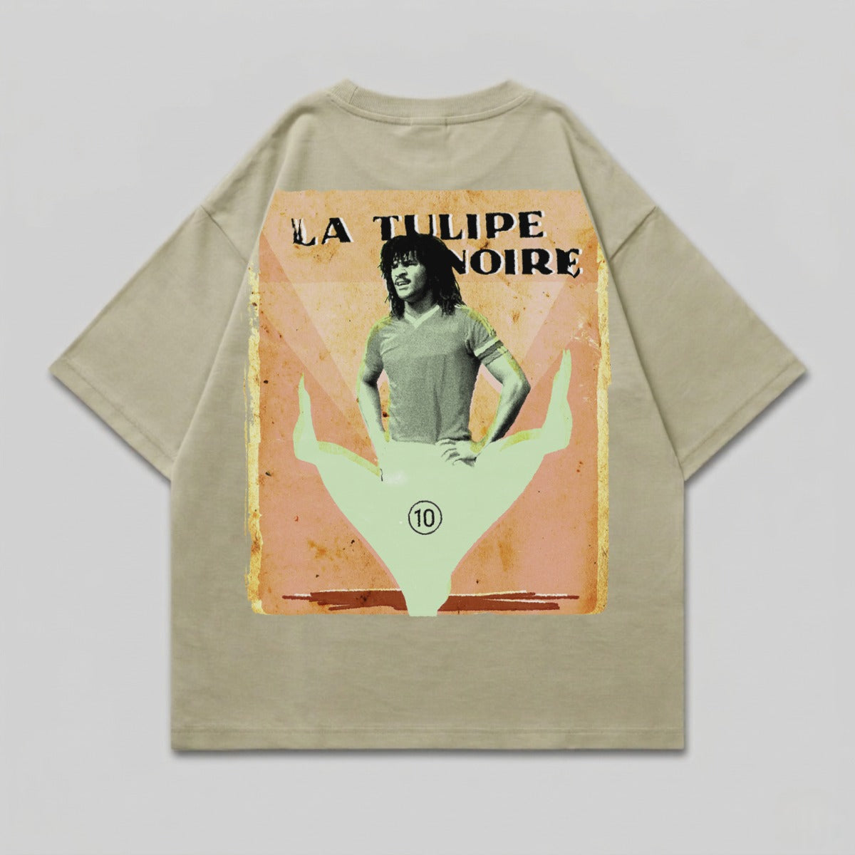 T-shirt with "La Tulipe Noire" text and illustration of a man.