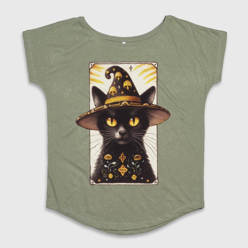 Mystical Cat with Wizard Hat Tee Shirt