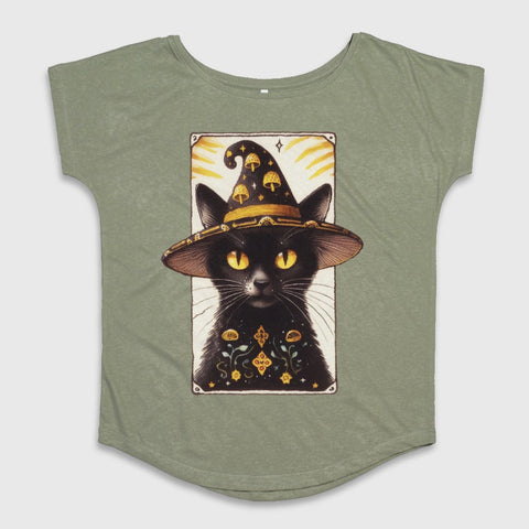 Mystical Cat with Wizard Hat Tee Shirt