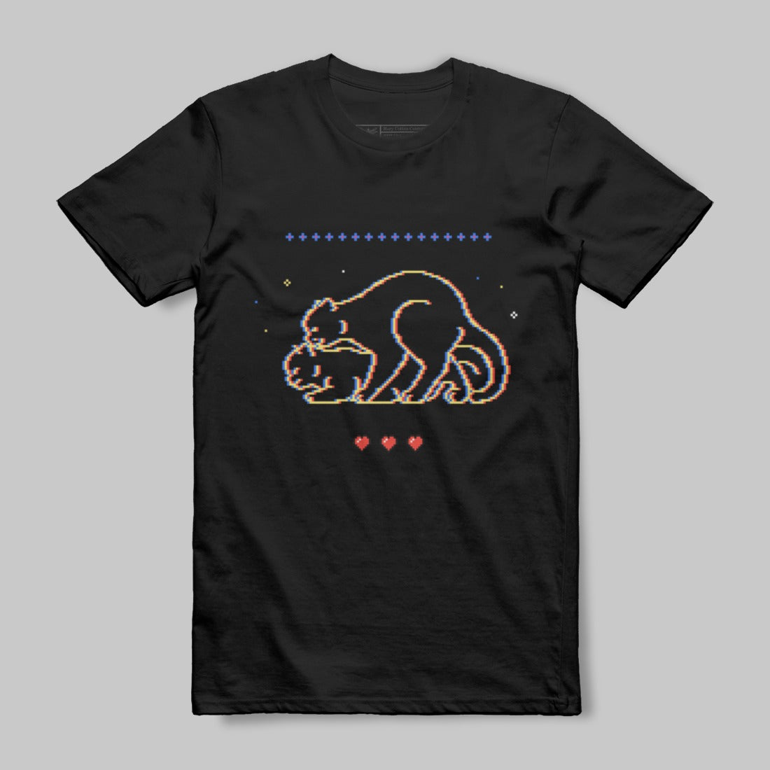 Cat Themed Pixel Art Design Graphic Tee Product