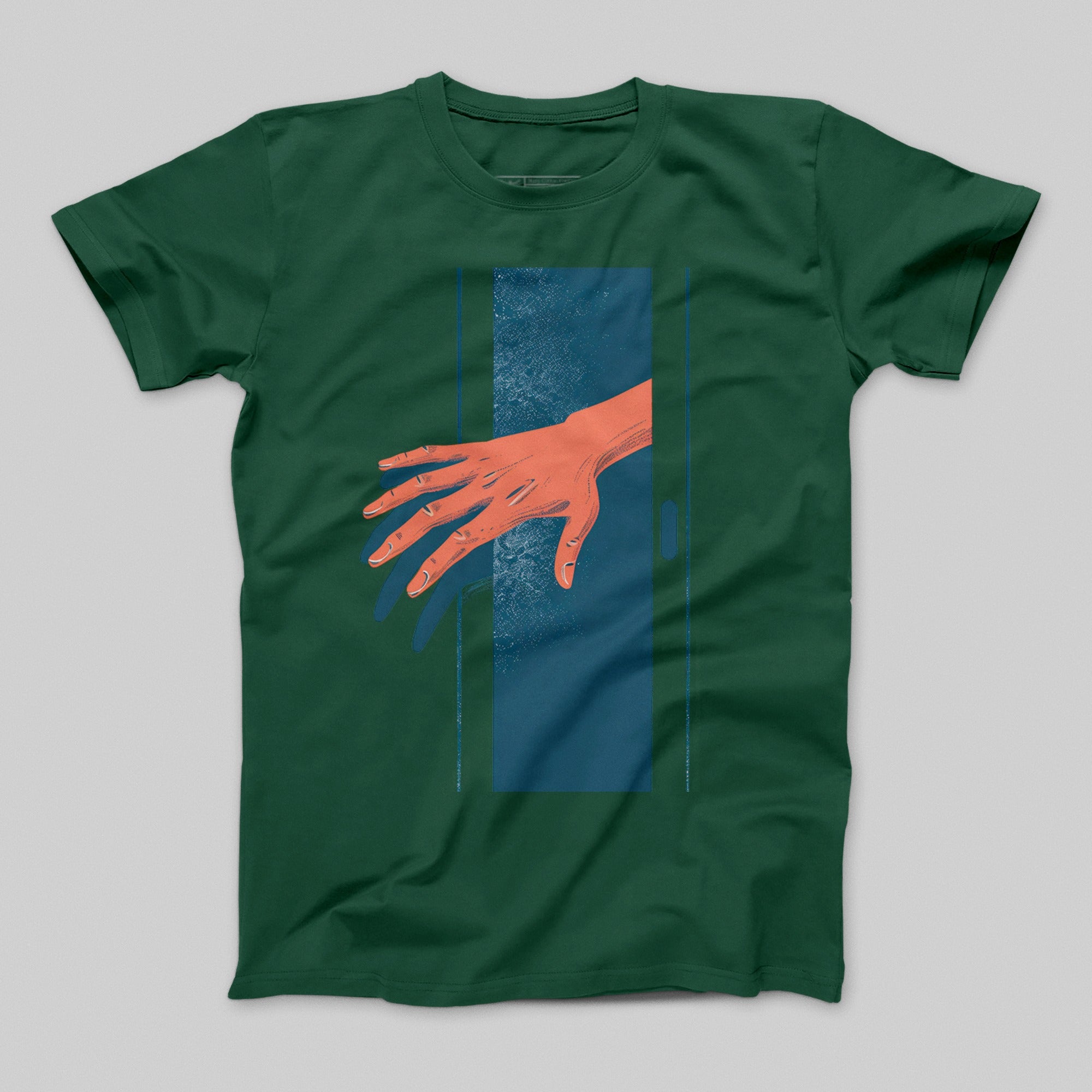 Abstract Hand Graphic Green Short Sleeve T-shirt