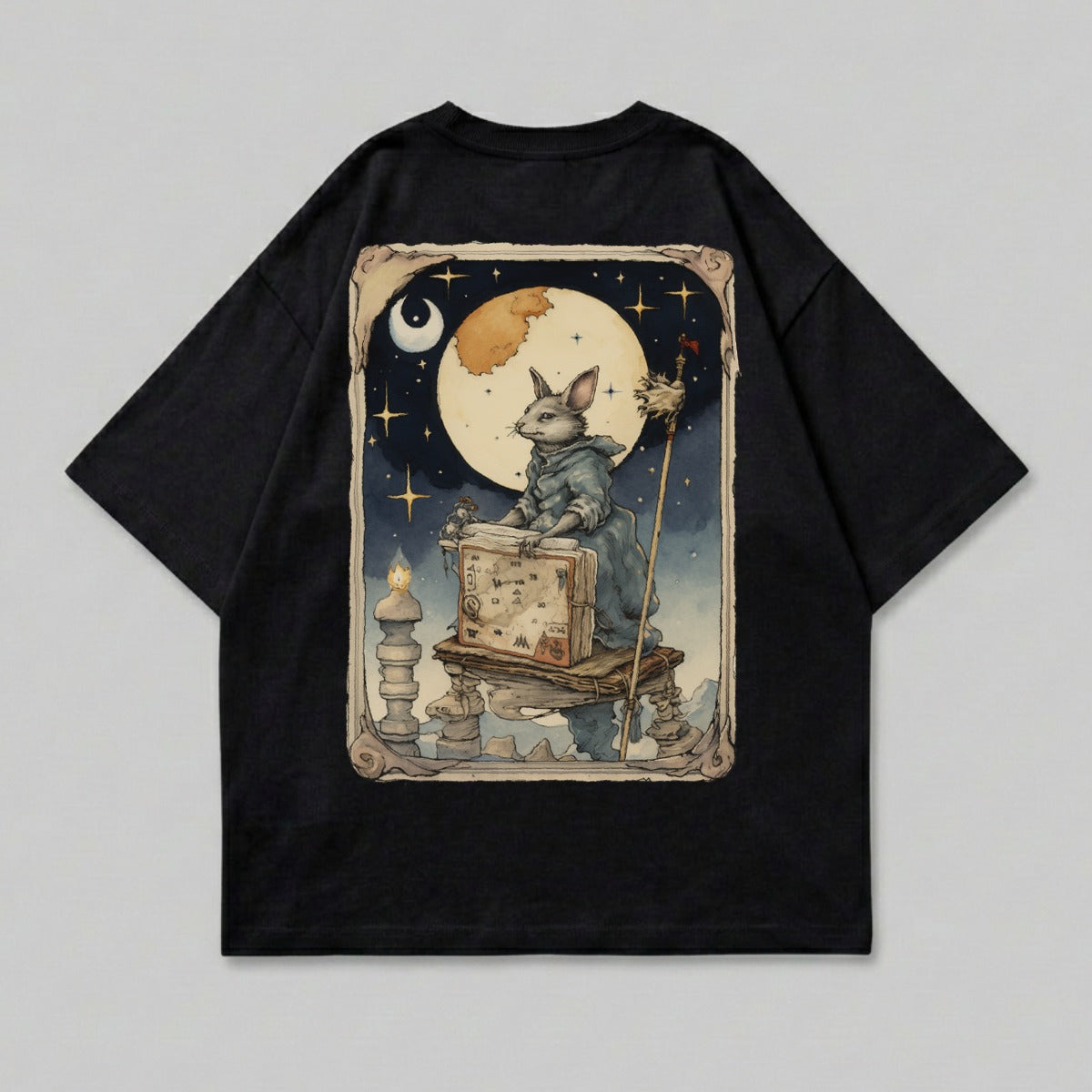 Scholarly Rabbit Moonlit Night Reading Fantasy t-shirt
Rabbit
Moon
Stars
Fantasy
Scholar
Book
Reading
Mystical
Whimsical
Animal
Illustration
Magic
Wizard
NightSky
Graphic
DarkAcademia
Cottagecore
ArtPrint
Unique
Apparel