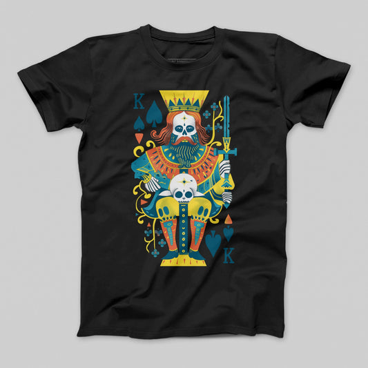 King Skeleton Playing Card Graphic T-Shirt