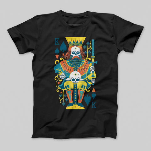 King Skeleton Playing Card Graphic T-Shirt