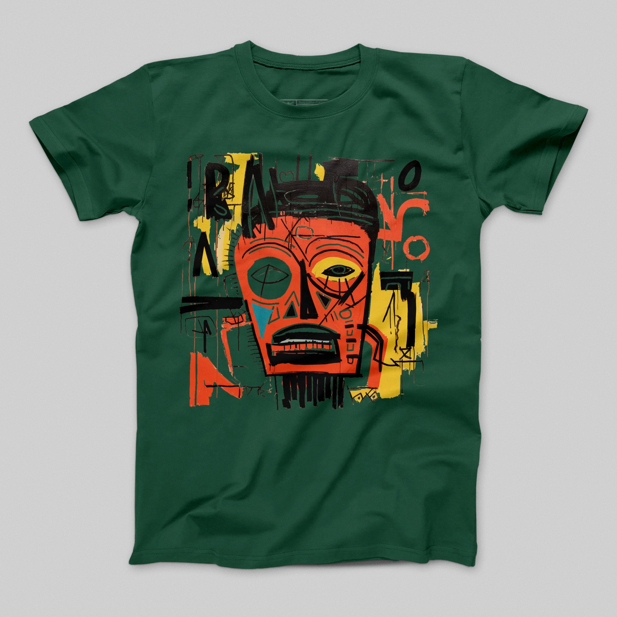 Colorful Abstract Face Art Green T-shirt for Men