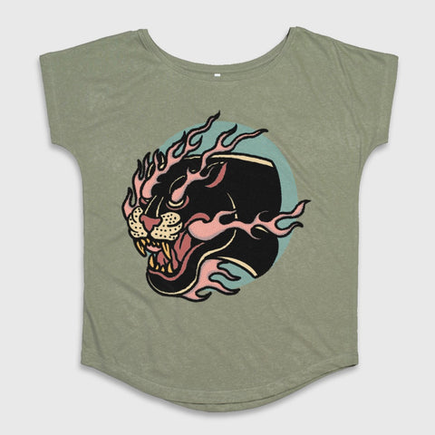 Vintage Style Flaming Panther Graphic T-Shirt Product