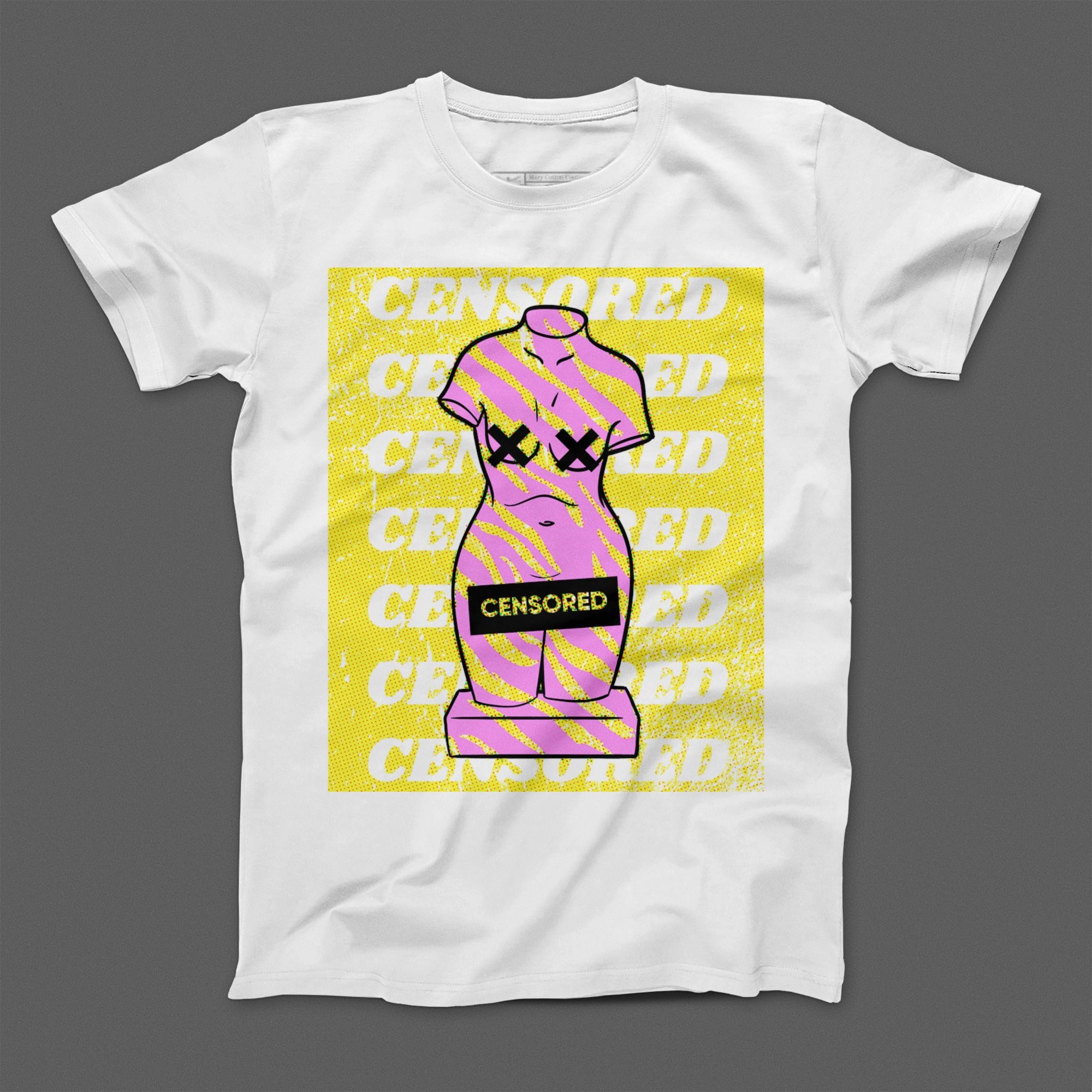 Censored Graphic Print Short Sleeve White T-Shirt