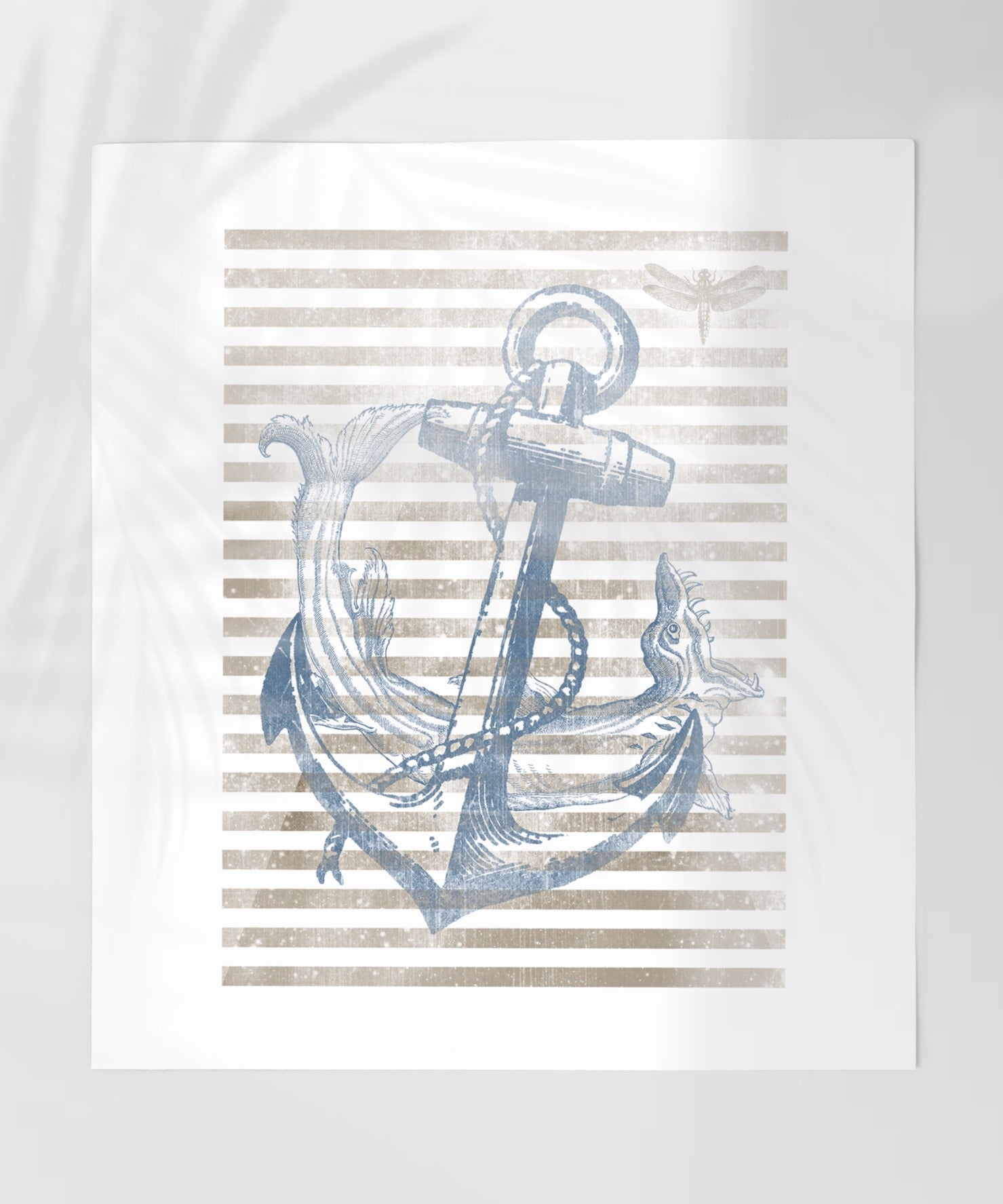 Nautical Anchor with Striped Background Art Print