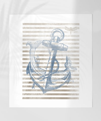 Nautical Anchor with Striped Background Art Print