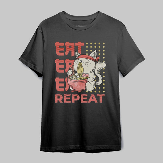 Eat Eat Eat Repeat Cat Ramen Graphic T-Shirt