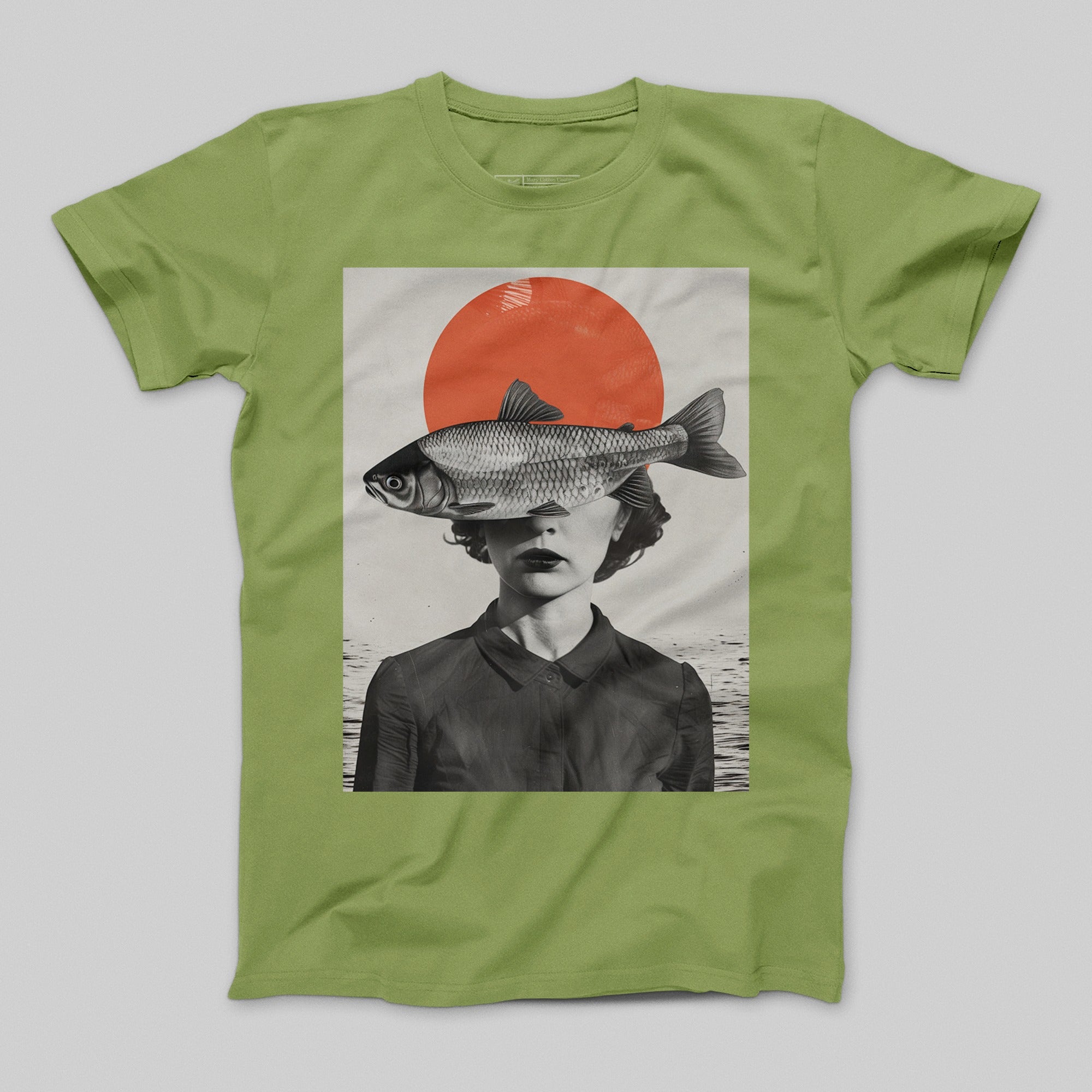 Surreal Art T-shirt with Fish and Sun Design