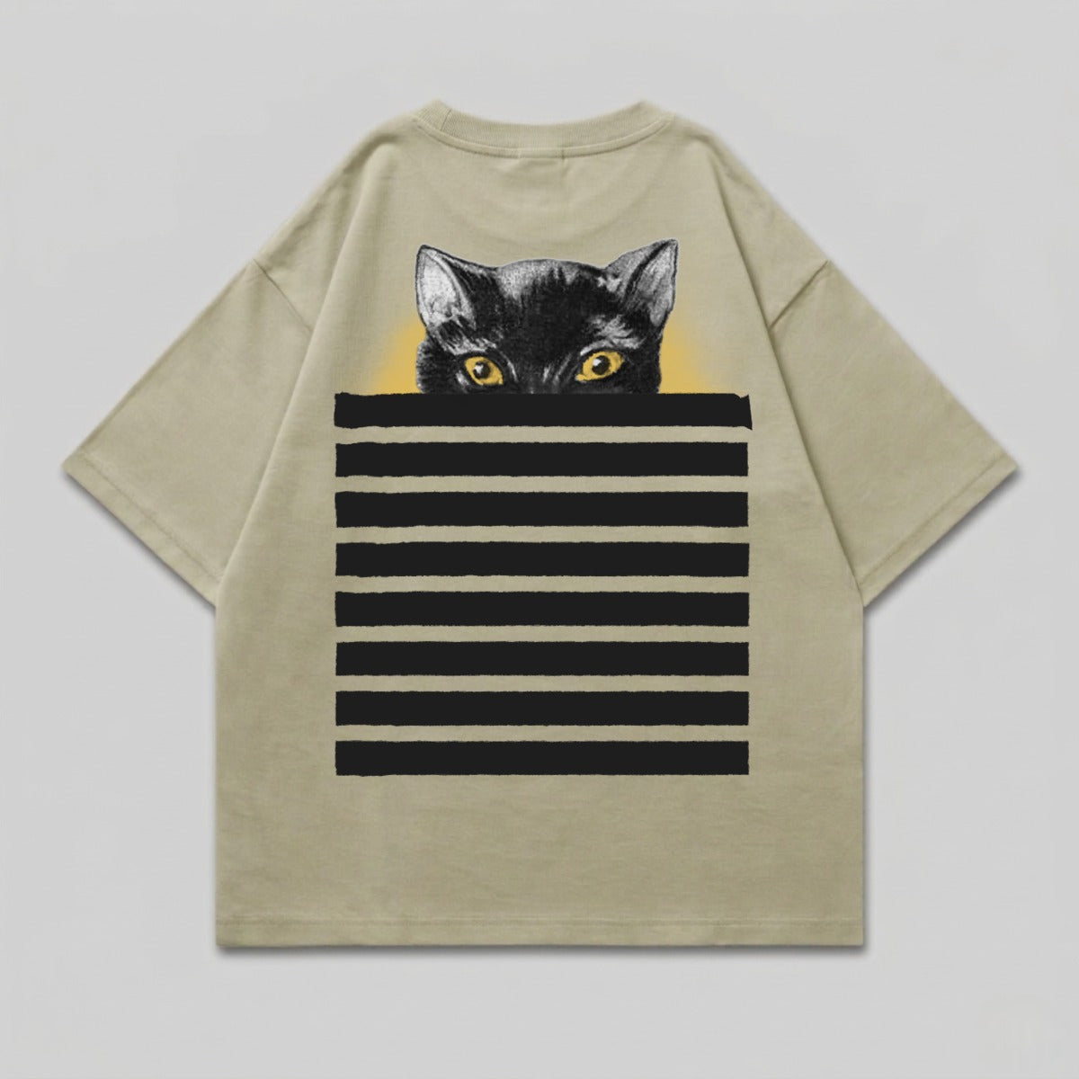 Peeking black cat yellow eyes black stripes product type