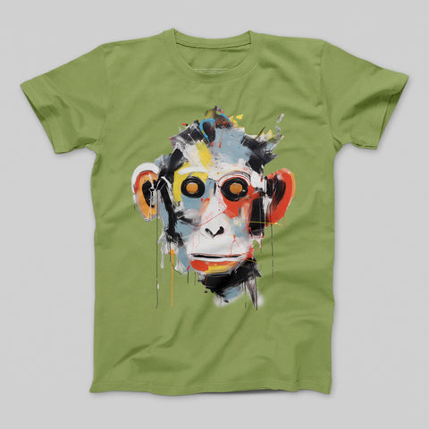 Abstract Colorful Monkey Face Design T-Shirt