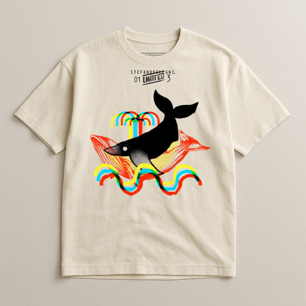 Colorful Whale Graphic Design T-Shirt
