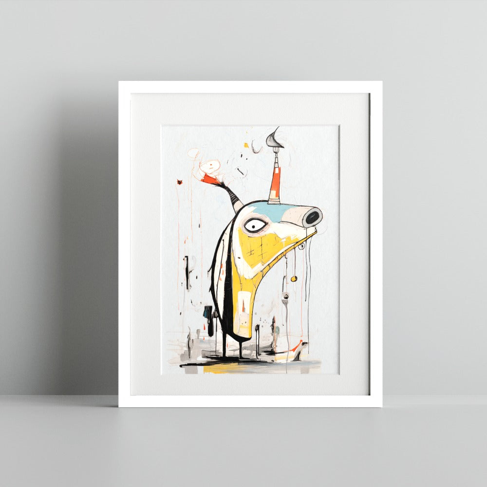 Whimsical Abstract Animal Art Print Unique Wall Decor