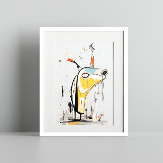 Whimsical Abstract Animal Art Print Unique Wall Decor