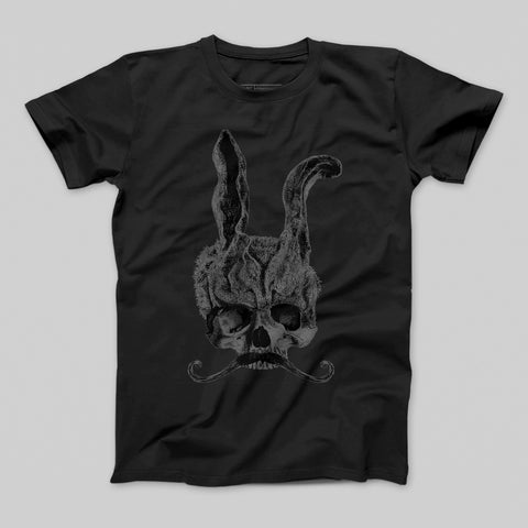 Creepy Bunny Skull Graphic Black Tee T-shirt