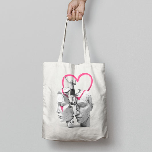 Artistic Romantic Heart and Faces Tote Bag Product