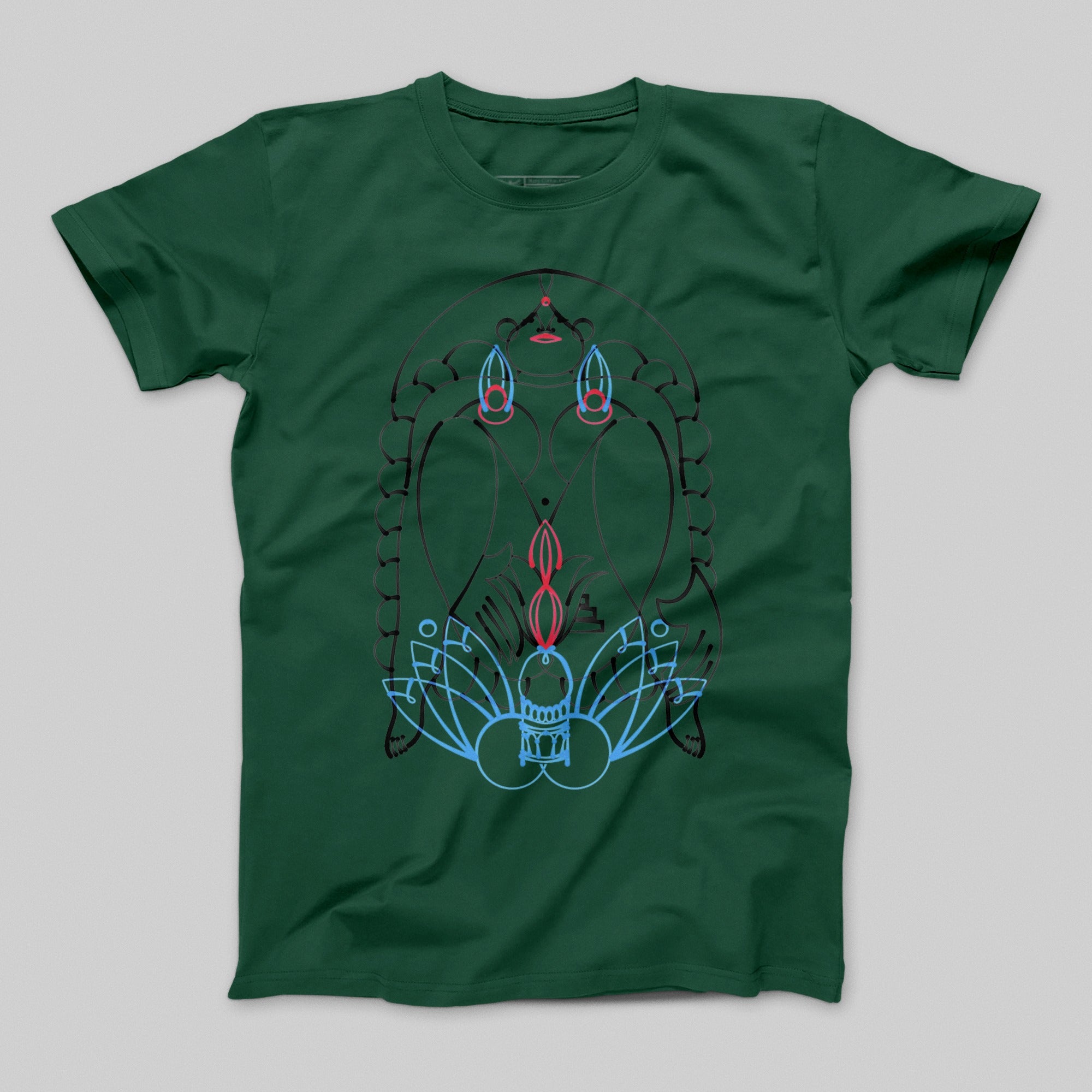 Geometric Design Green T-Shirt with Abstract Art