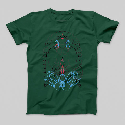 Geometric Design Green T-Shirt with Abstract Art