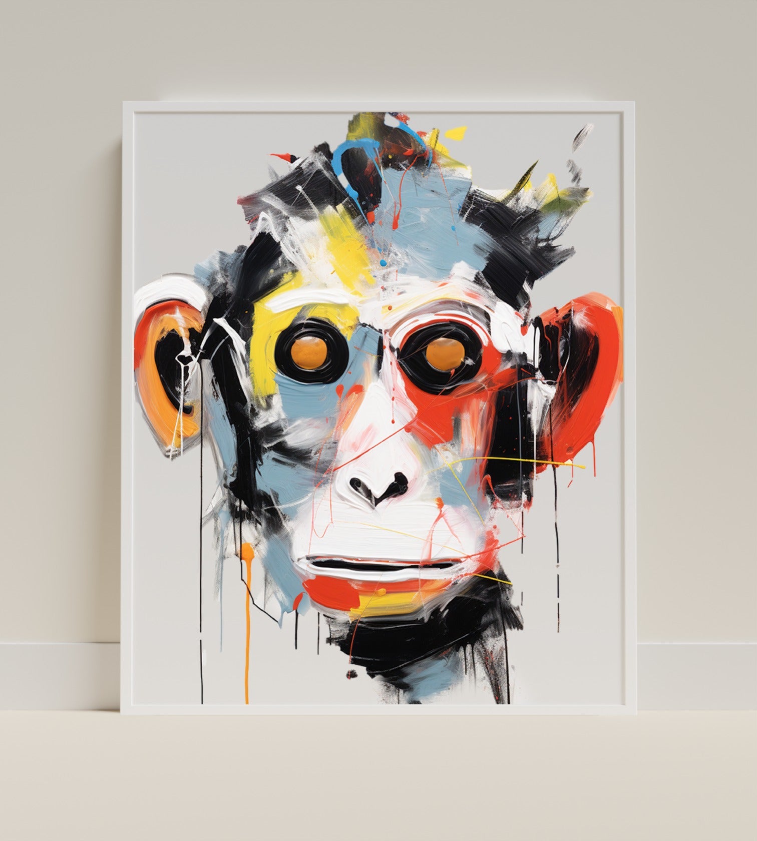 Colorful Abstract Monkey Portrait Wall Art Print