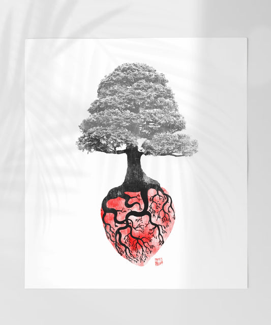 Heart Shaped Tree with Branch Roots Art Print