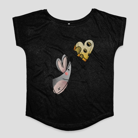 Cute Mouse and Cheese Graphic Women's T-Shirt