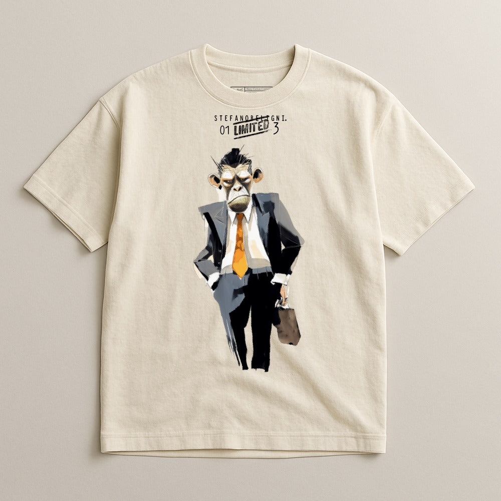 Cartoon Business Monkey Graphic T-Shirt for Men