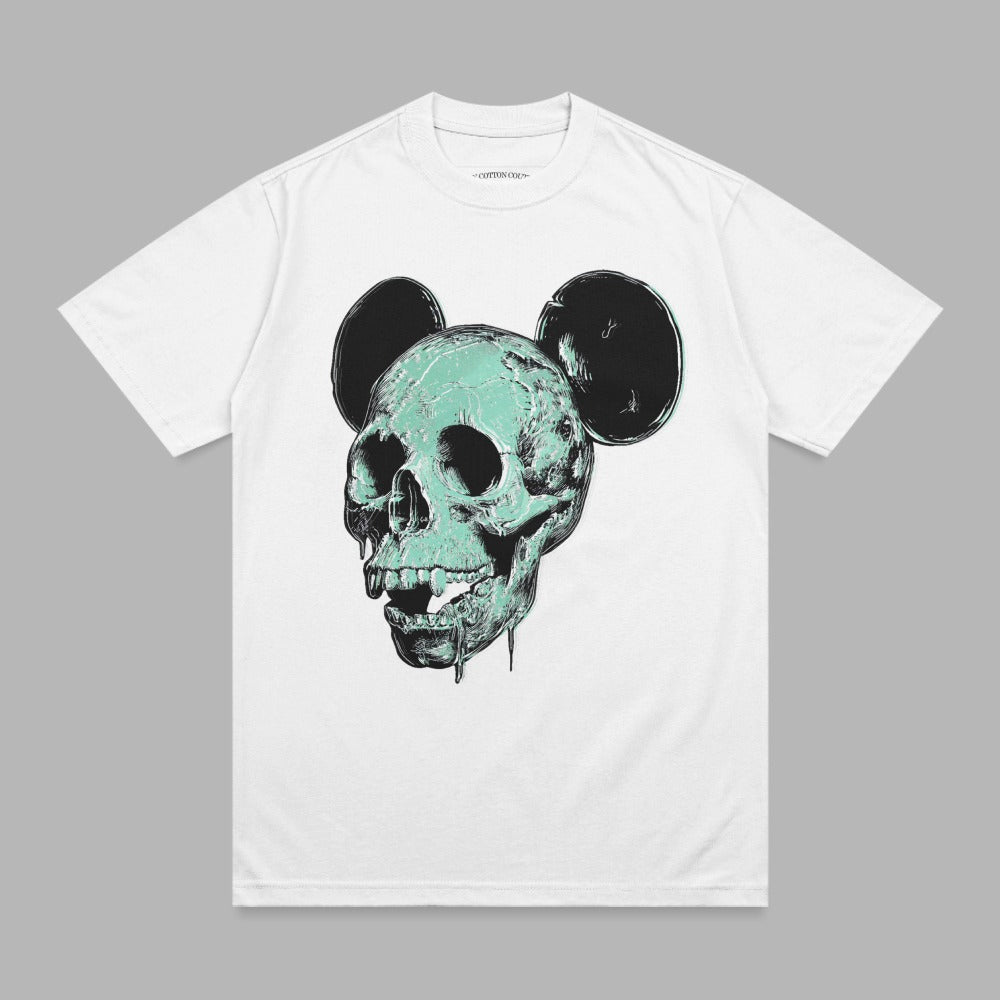 Teal Skull Black Mouse Ears Unique Graphic White product type