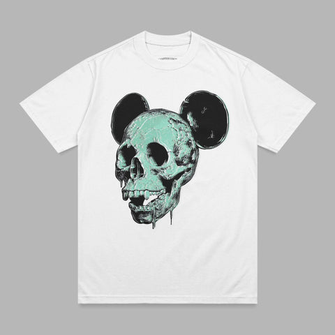 Teal Skull Black Mouse Ears Unique Graphic White product type