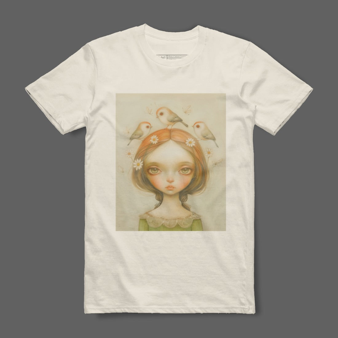 Enchanting Girl with Birds Artistic Graphic Tee product